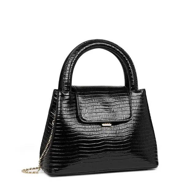 Lancaster – Sac à Main Carla Ginola – Noir Lézard 3 Lancaster – Sac à Main Carla Ginola – Noir Lézard – Image 3