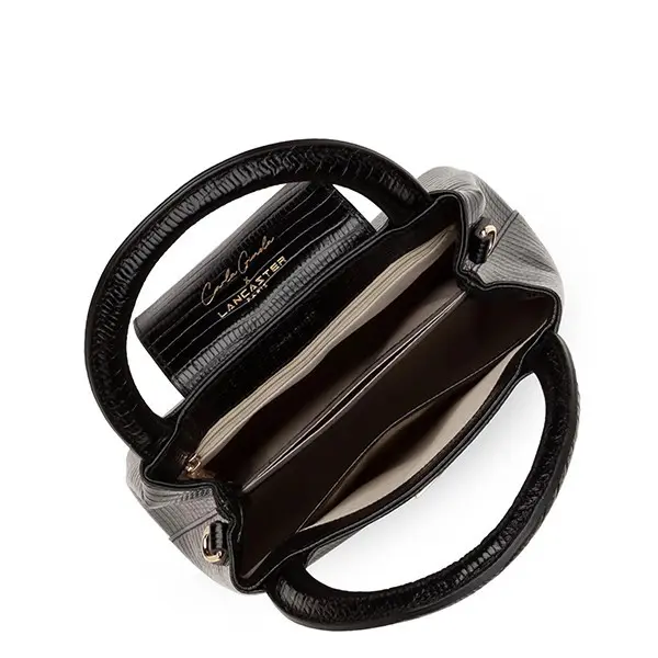 Lancaster – Sac à Main Carla Ginola – Noir Lézard 5 Lancaster – Sac à Main Carla Ginola – Noir Lézard – Image 5