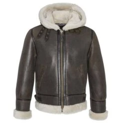 Bombardier Mouton à Capuche Homme Marron Schott "LC 1259H" -Maroquinerie lc1259h marron 085151100 1744 25102016