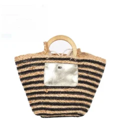 Les Tropéziennes - Sac Porté Travers En Jute - Noir