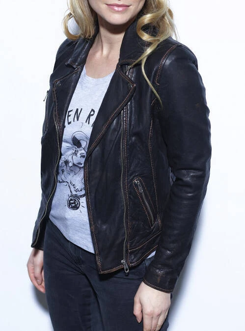 Blouson Cuir Femme Biker Noir " 101968 " 2 Blouson Cuir Femme Biker Noir " 101968 " – Image 2