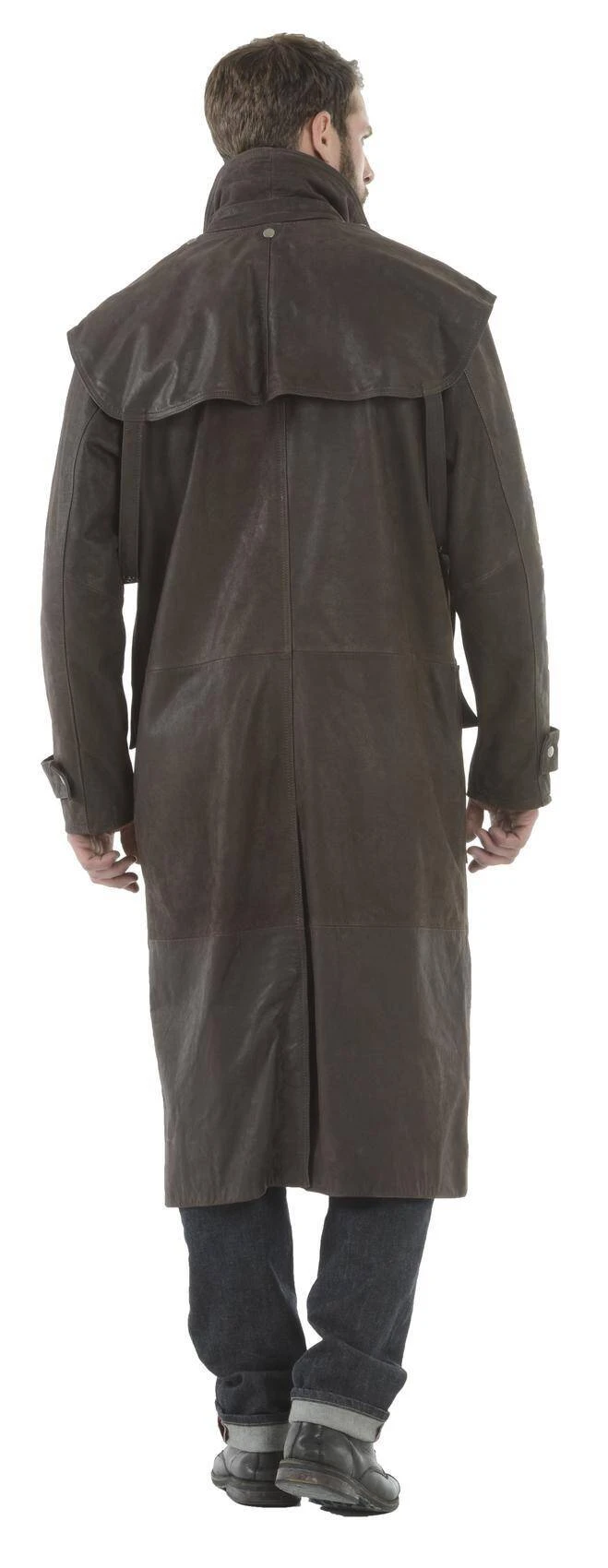 Manteau Cuir Homme Marron Aspect Nubuck Style Cache Poussière " CLINT " 4 Manteau Cuir Homme Marron Aspect Nubuck Style Cache Poussière " CLINT " – Image 4