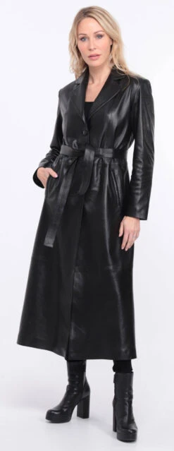 Manteau Cuir Agneau Noir Femme " JORDA "
