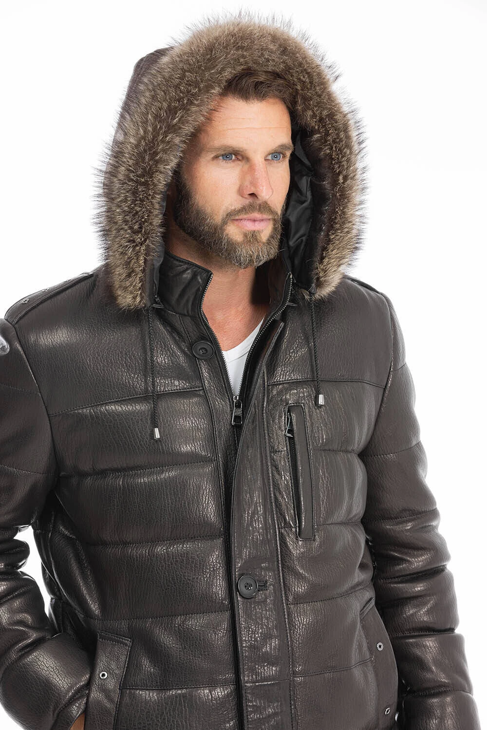 Doudoune Cuir Homme Noir " BENJI " – Image 3