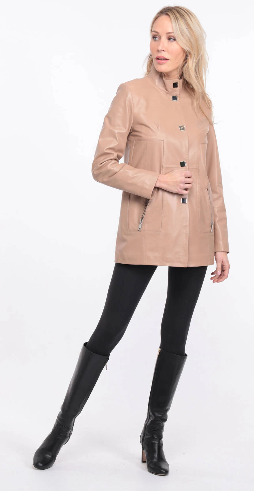 Veste Cuir Femme Agneau Beige " OLYA " 1 Veste Cuir Femme Agneau Beige " OLYA "