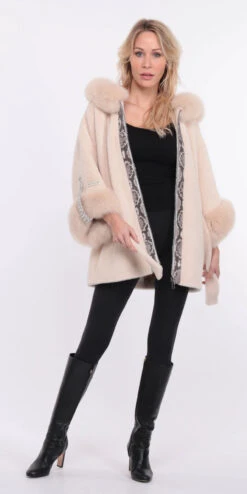 Veste Femme Alcantara Ecru " MONICE " -Maroquinerie manteau molly alcantara ecru python manche 11 004371600 1403 01072023 scaled