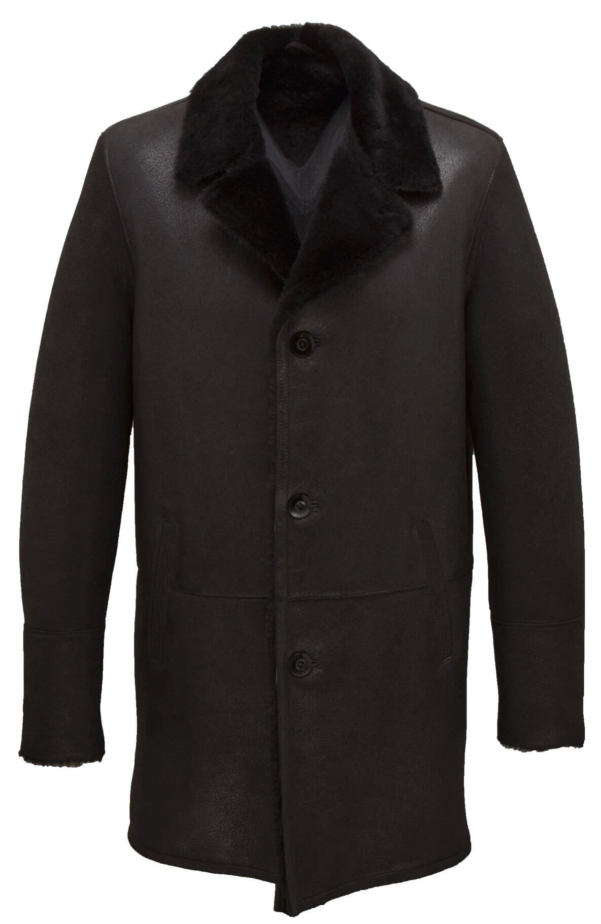 Manteau Mouton Homme Noir "1006" 4 Manteau Mouton Homme Noir "1006" – Image 4