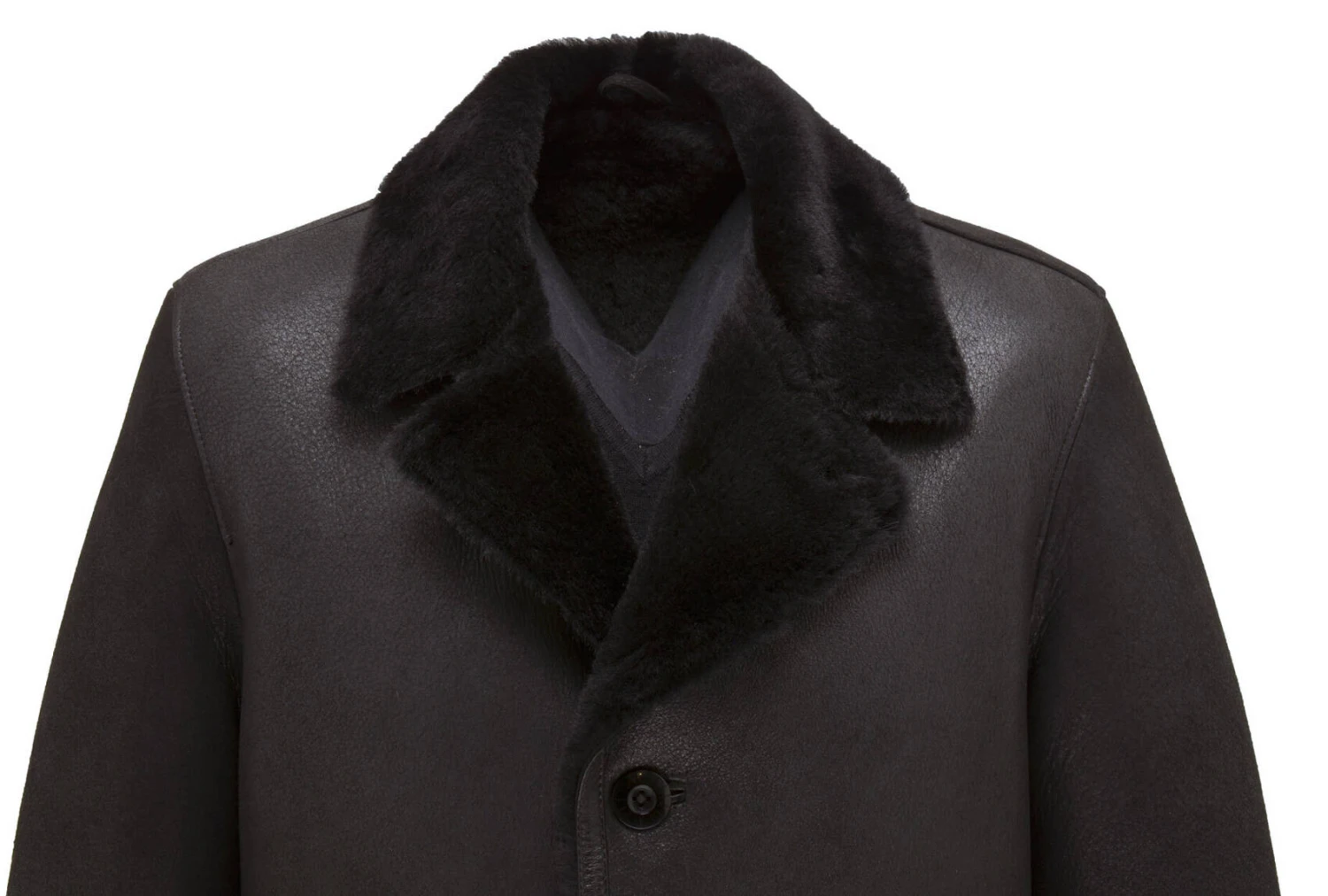 Manteau Mouton Homme Noir "1006" 3 Manteau Mouton Homme Noir "1006" – Image 3