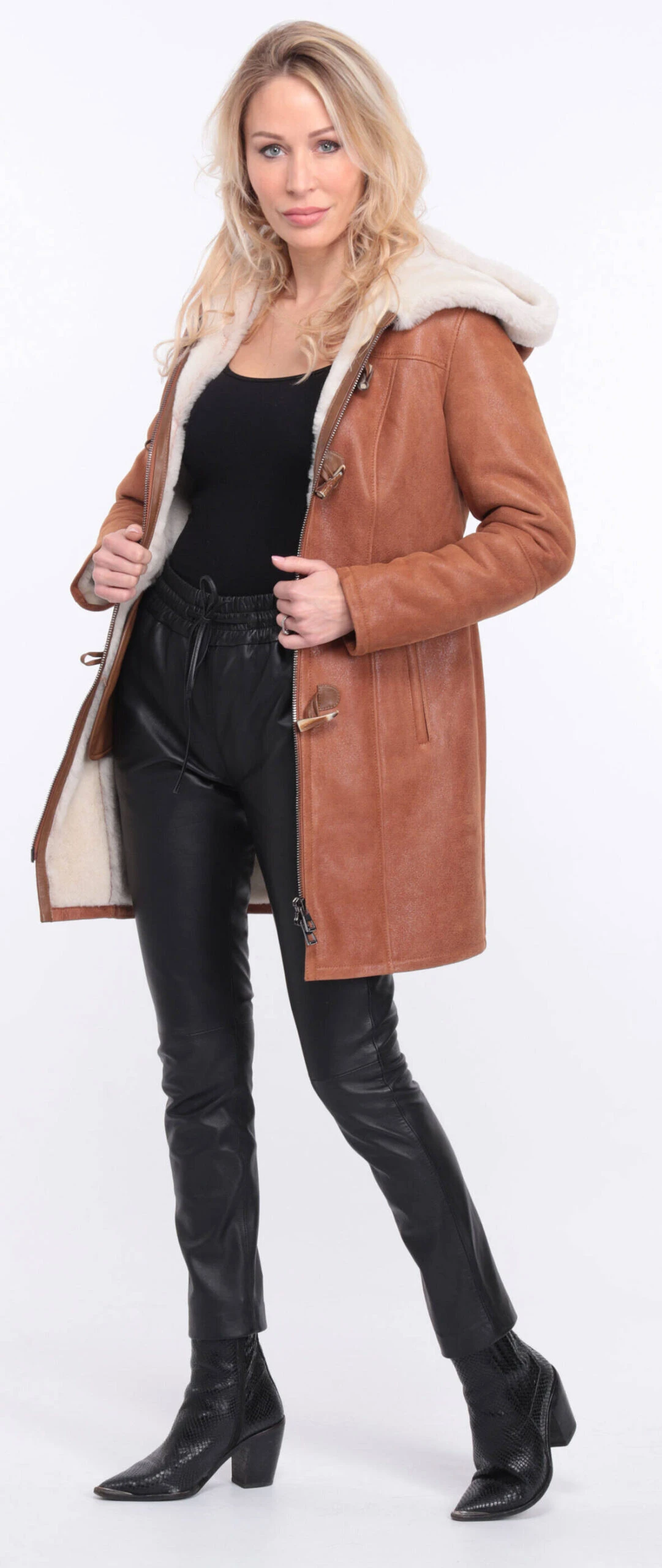 Trois Quart Cuir Femme Mouton Whisky " LUCINA " 9 Trois Quart Cuir Femme Mouton Whisky " LUCINA " – Image 9