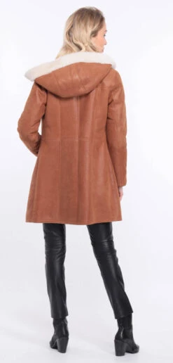 Trois Quart Cuir Femme Mouton Whisky " LUCINA "