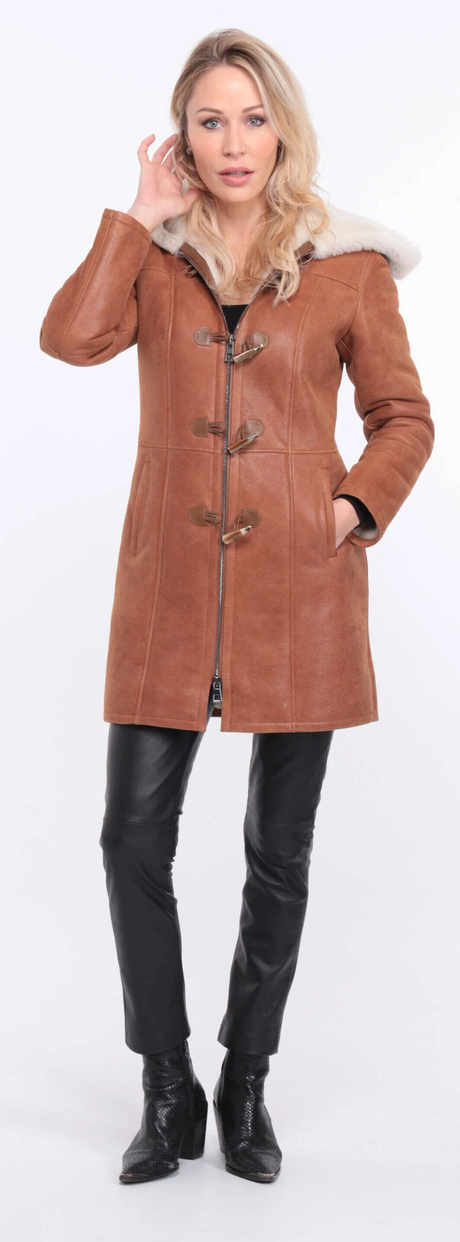 Trois Quart Cuir Femme Mouton Whisky " LUCINA " 5 Trois Quart Cuir Femme Mouton Whisky " LUCINA " – Image 5