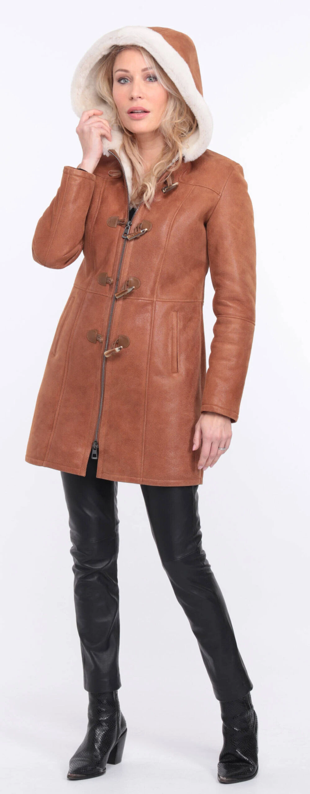 Trois Quart Cuir Femme Mouton Whisky " LUCINA " 8 Trois Quart Cuir Femme Mouton Whisky " LUCINA " – Image 8