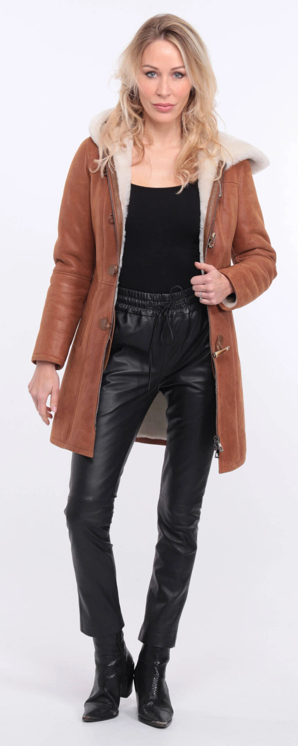 Trois Quart Cuir Femme Mouton Whisky " LUCINA " 7 Trois Quart Cuir Femme Mouton Whisky " LUCINA " – Image 7