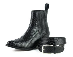 Boots Cuir Femme Python Mayura Negro " 310 " -Maroquinerie mayurabootsmarie2496cinturonnegro1 055177500 1410 10102019