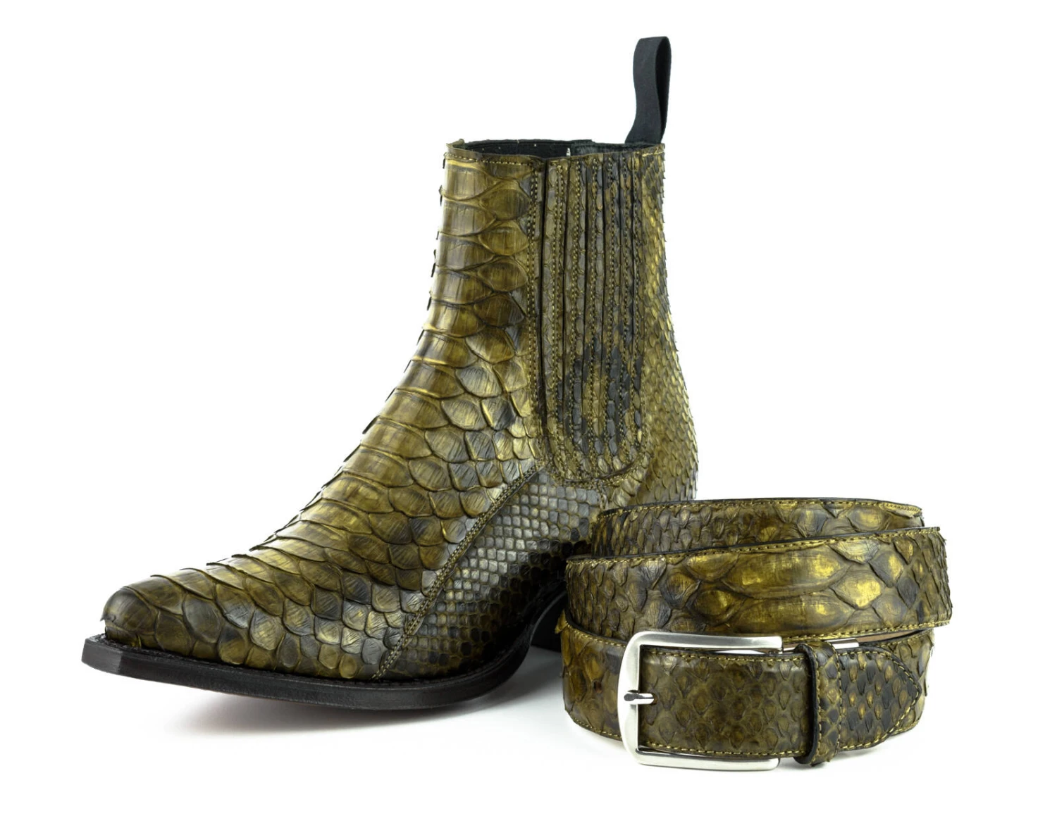 Ceinture Cuir Python Naturel Exotique Verde Kaki " 321 " 3 Ceinture Cuir Python Naturel Exotique Verde Kaki " 321 " – Image 3