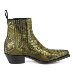 Boots Cuir Femme Python Mayura Verde Kaki " 312 " -Maroquinerie mayurabootsmarie2496verdekaky6 043970000 1422 10102019