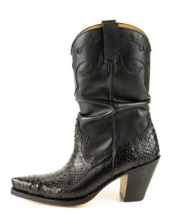 Santiags Cuir Femme Noir MAYURA " 1952 PYTHON " -Maroquinerie mayurafashionboots1952pitonnegranapanegra02 089235900 1424 13062022