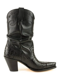 Santiags Cuir Femme Noir MAYURA " 1952 PYTHON " -Maroquinerie mayurafashionboots1952pitonnegranapanegra06 027127200 1424 13062022