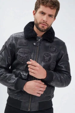 Blouson Cuir Homme Noir/noir Style Aviateur " MYTHIC " 11 Blouson Cuir Homme Noir/noir Style Aviateur " MYTHIC " -Maroquinerie mythic1 038951800 1019 06102022