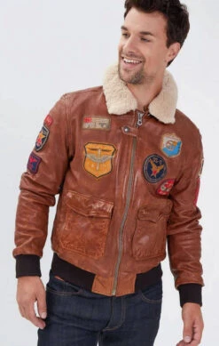 Blouson Cuir Homme Cognac Style Aviateur " MYTHIC " -Maroquinerie mythiccognac 068443600 1637 04102022