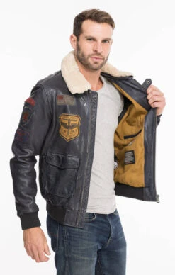 Blouson Cuir Homme Navy Style Aviateur " MYTHIC " -Maroquinerie mythicnavy10 087260600 1445 08102021