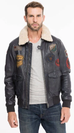 Blouson Cuir Homme Navy Style Aviateur " MYTHIC " -Maroquinerie mythicnavy1 085484300 1445 08102021