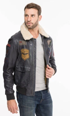 Blouson Cuir Homme Navy Style Aviateur " MYTHIC " -Maroquinerie mythicnavy2 020223200 1445 08102021
