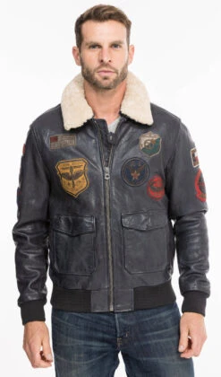 Blouson Cuir Homme Navy Style Aviateur " MYTHIC " -Maroquinerie mythicnavy5 039007300 1445 08102021