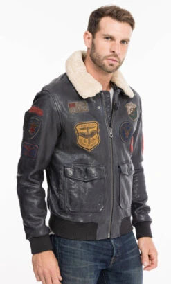 Blouson Cuir Homme Navy Style Aviateur " MYTHIC " -Maroquinerie mythicnavy6 007623500 1445 08102021