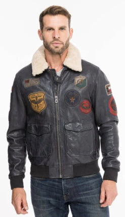 Blouson Cuir Homme Navy Style Aviateur " MYTHIC " -Maroquinerie mythicnavy7 047217800 1445 08102021