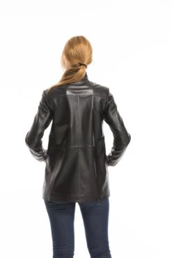 Veste Cuir Femme Agneau Noir " OLYA "