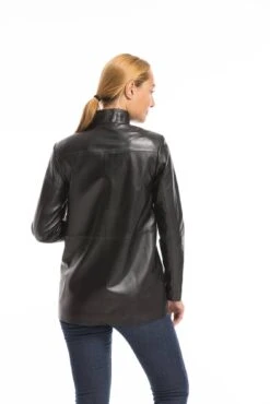 Veste Cuir Femme Agneau Noir " OLYA " -Maroquinerie oceane 14 016988500 1542 03102022