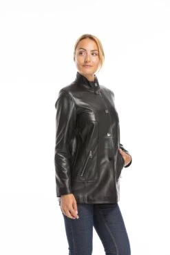 Veste Cuir Femme Agneau Noir " OLYA " -Maroquinerie oceane 17 054995900 1542 03102022