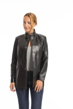 Veste Cuir Femme Agneau Noir " OLYA " -Maroquinerie oceane 19 086838000 1542 03102022