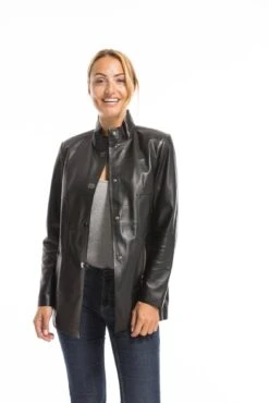 Veste Cuir Femme Agneau Noir " OLYA " -Maroquinerie oceane 20 056550500 1542 03102022