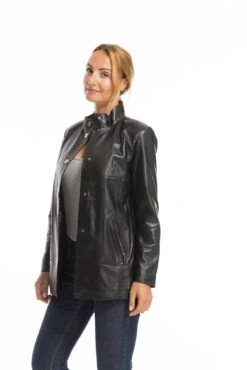 Veste Cuir Femme Agneau Noir " OLYA " -Maroquinerie oceane 22 042409800 1542 03102022