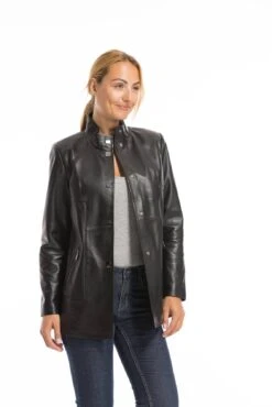 Veste Cuir Femme Agneau Noir " OLYA " -Maroquinerie oceane 23 089339800 1542 03102022