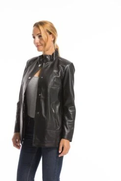 Veste Cuir Femme Agneau Noir " OLYA " -Maroquinerie oceane 24 038387900 1542 03102022