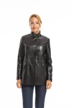Veste Cuir Femme Agneau Noir " OLYA " -Maroquinerie oceane 3 021779900 1542 03102022