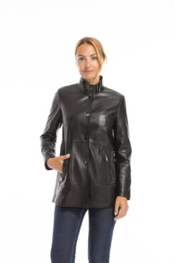 Veste Cuir Femme Agneau Noir " OLYA " -Maroquinerie oceane 4 026963000 1542 03102022