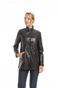 Veste Cuir Femme Agneau Noir " OLYA " -Maroquinerie oceane 5 023739500 1542 03102022