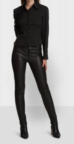 Pantalon Cuir Femme Noir Oakwood " 60971 " -Maroquinerie pandora1ref60971noirpantalonstretchencuirveritable2 043093500 1002 28102021