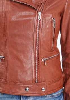 Blouson Cuir Femme Biker Agneau Cognac "PANILA" -Maroquinerie panilablousoncuirfemme11 078174300 1532 29102021