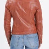 Blouson Cuir Femme Biker Agneau Cognac "PANILA"