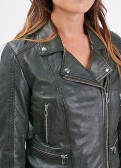 Blouson Cuir Femme Biker Agneau Kaki "PANILA" -Maroquinerie panilablousoncuirfemme16 032324500 1531 29102021