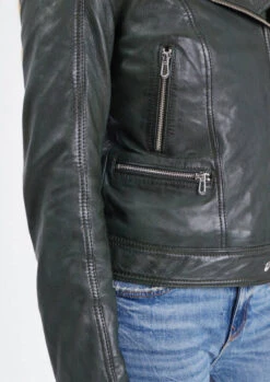 Blouson Cuir Femme Biker Agneau Kaki "PANILA" -Maroquinerie panilablousoncuirfemme17 014736700 1531 29102021