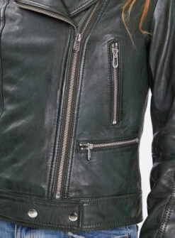 Blouson Cuir Femme Biker Agneau Kaki "PANILA" -Maroquinerie panilablousoncuirfemme18 088772600 1531 29102021