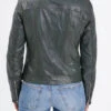 Blouson Cuir Femme Biker Agneau Kaki "PANILA"