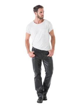 Pantalon Cuir Agneau Noir Homme "TROUSER" Coupe 501 -Maroquinerie pantalon cuir homme agneau noir coupe 501 trouser 4 007831200 1525 15102016