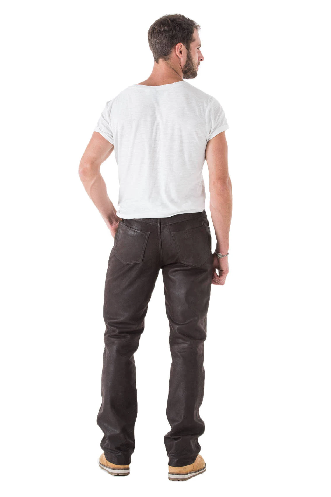 Pantalon Cuir Vachette Timber Marron Homme "TROUSER" Coupe 501 5 Pantalon Cuir Vachette Timber Marron Homme "TROUSER" Coupe 501 – Image 5